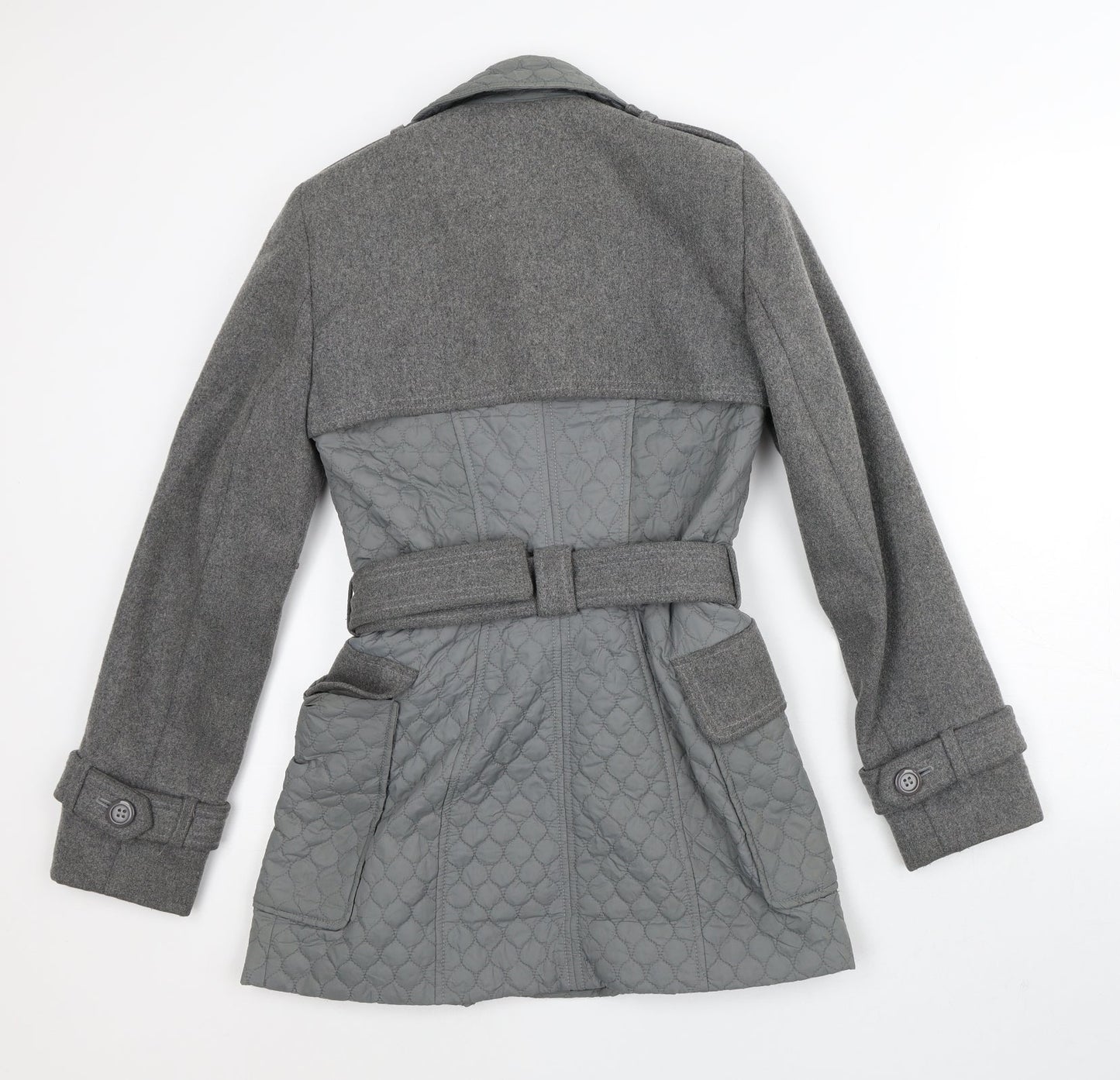Womens UK Size 8 Warehouse Grey Quilted Coat