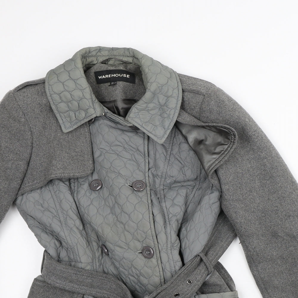 Womens UK Size 8 Warehouse Grey Quilted Coat