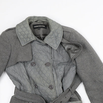 Womens UK Size 8 Warehouse Grey Quilted Coat