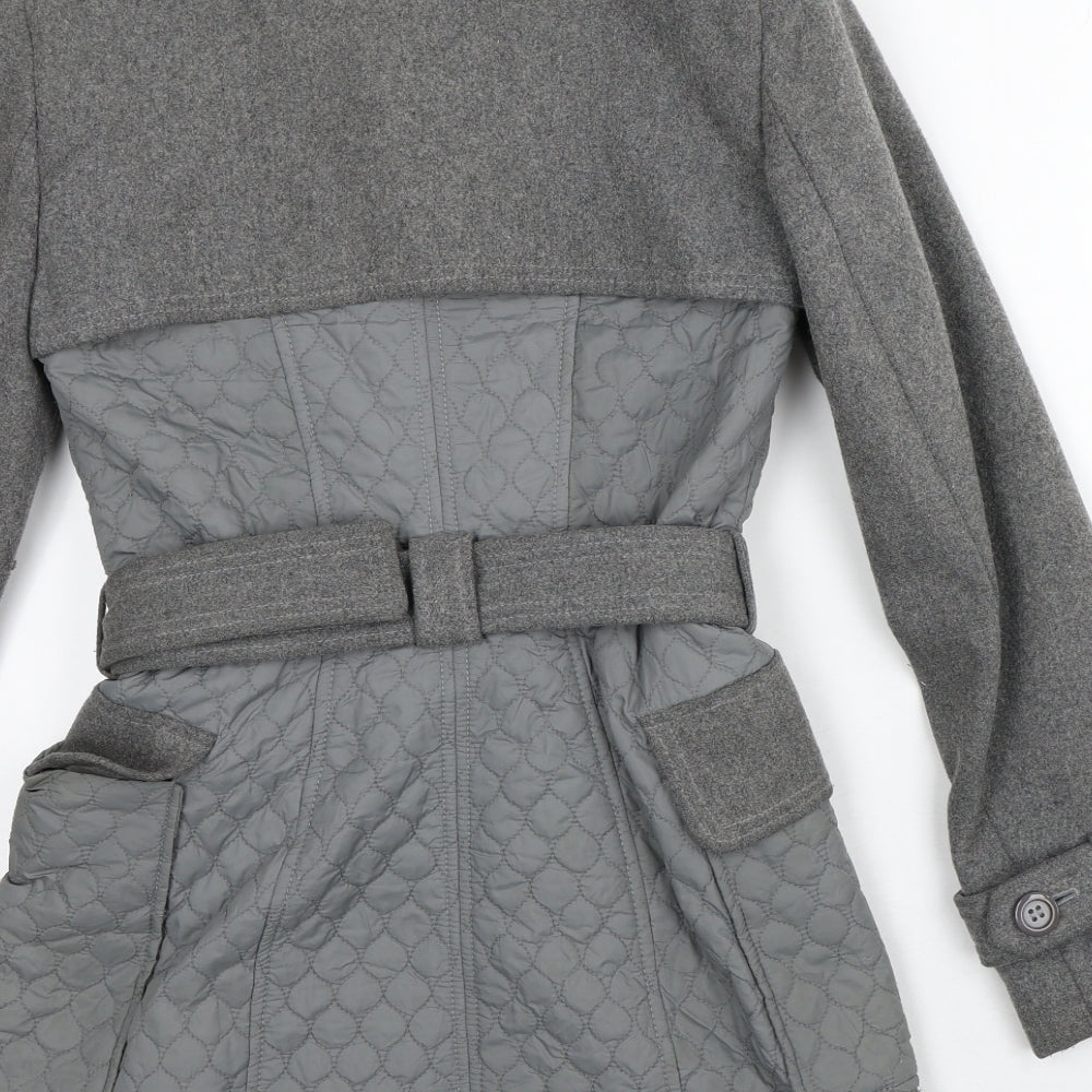 Womens UK Size 8 Warehouse Grey Quilted Coat