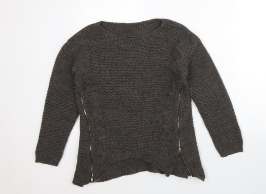 Womens UK Size S Preworn Brown Pullover Jumper