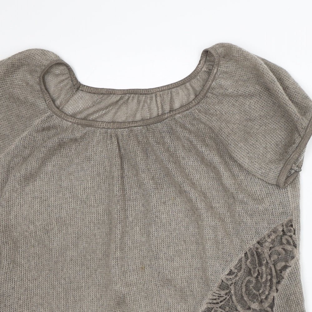 Womens UK Size L Preworn Brown Tunic T-Shirt