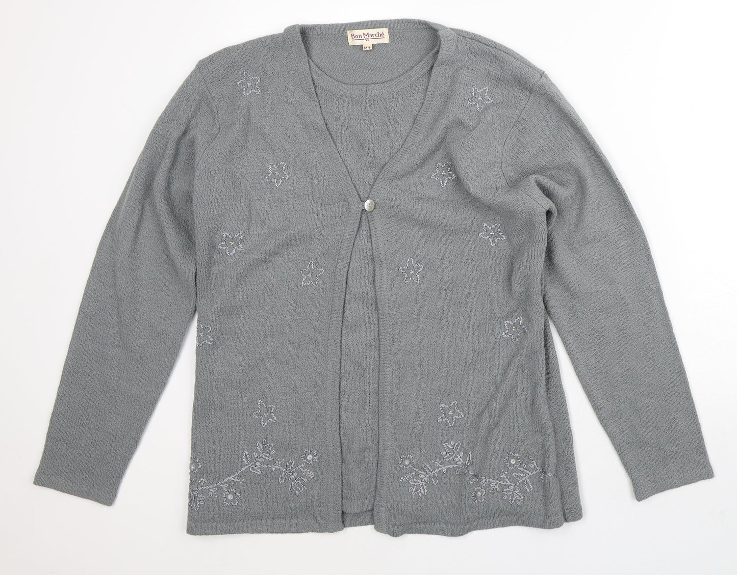 Womens UK Size M Bonmarché Grey Cardigan Jumper