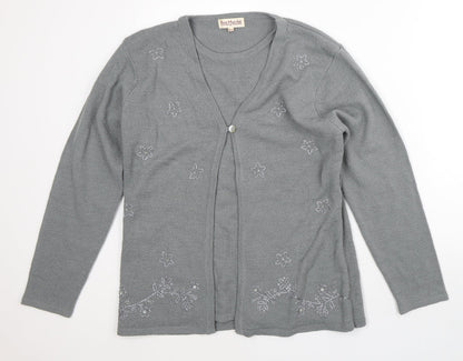 Womens UK Size M Bonmarché Grey Cardigan Jumper