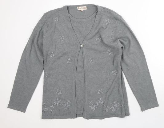 Womens UK Size M Bonmarché Grey Cardigan Jumper