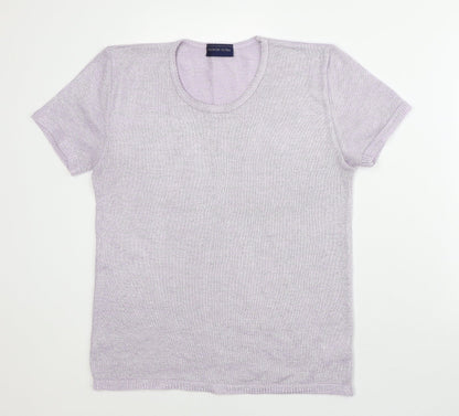Fashion Extra Womens Purple  Acrylic Basic T-Shirt Size 12 Round Neck