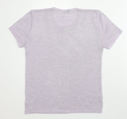 Fashion Extra Womens Purple  Acrylic Basic T-Shirt Size 12 Round Neck