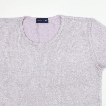Fashion Extra Womens Purple  Acrylic Basic T-Shirt Size 12 Round Neck