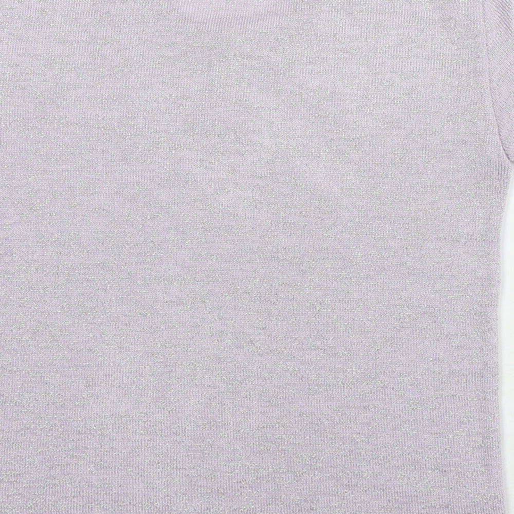 Fashion Extra Womens Purple  Acrylic Basic T-Shirt Size 12 Round Neck