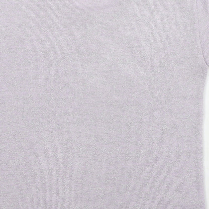 Fashion Extra Womens Purple  Acrylic Basic T-Shirt Size 12 Round Neck