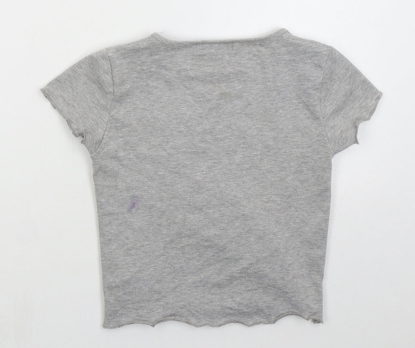 Denim Co Girls Grey  Cotton Basic T-Shirt Size 10-11 Years Crew Neck Pullover - No Bad Vibes
