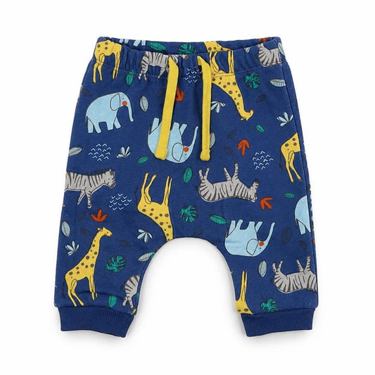 Matalan Boys Blue  Cotton Sweatpants Trousers Size 0-3 Months  Drawstring - Animals