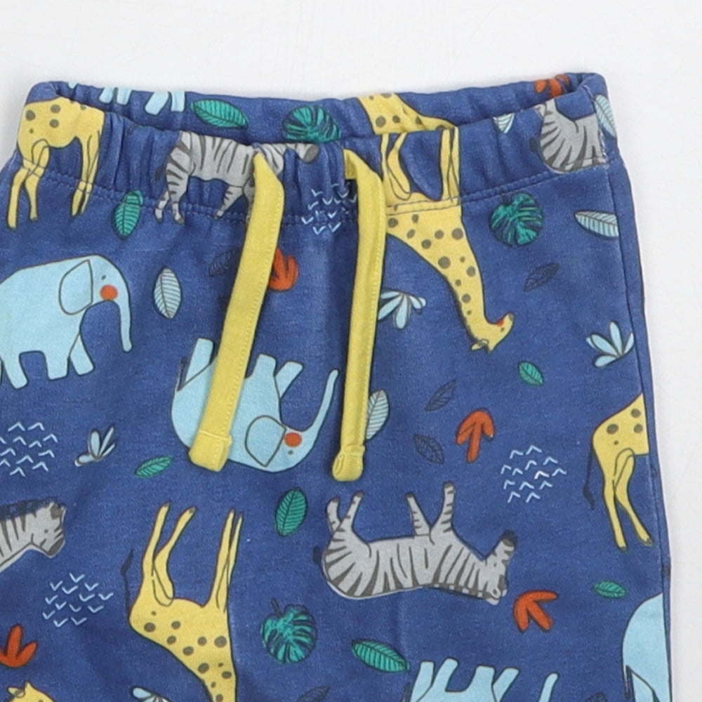 Matalan Boys Blue  Cotton Sweatpants Trousers Size 0-3 Months  Drawstring - Animals