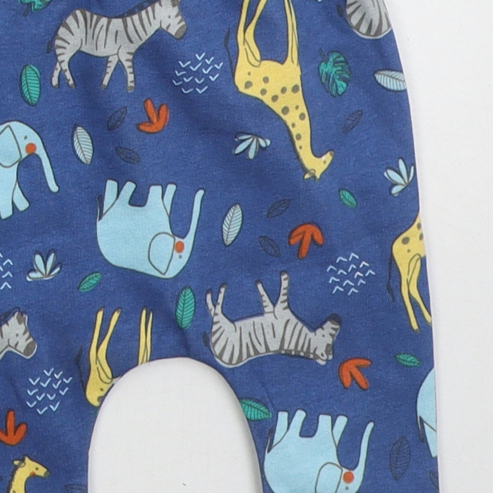 Matalan Boys Blue  Cotton Sweatpants Trousers Size 0-3 Months  Drawstring - Animals