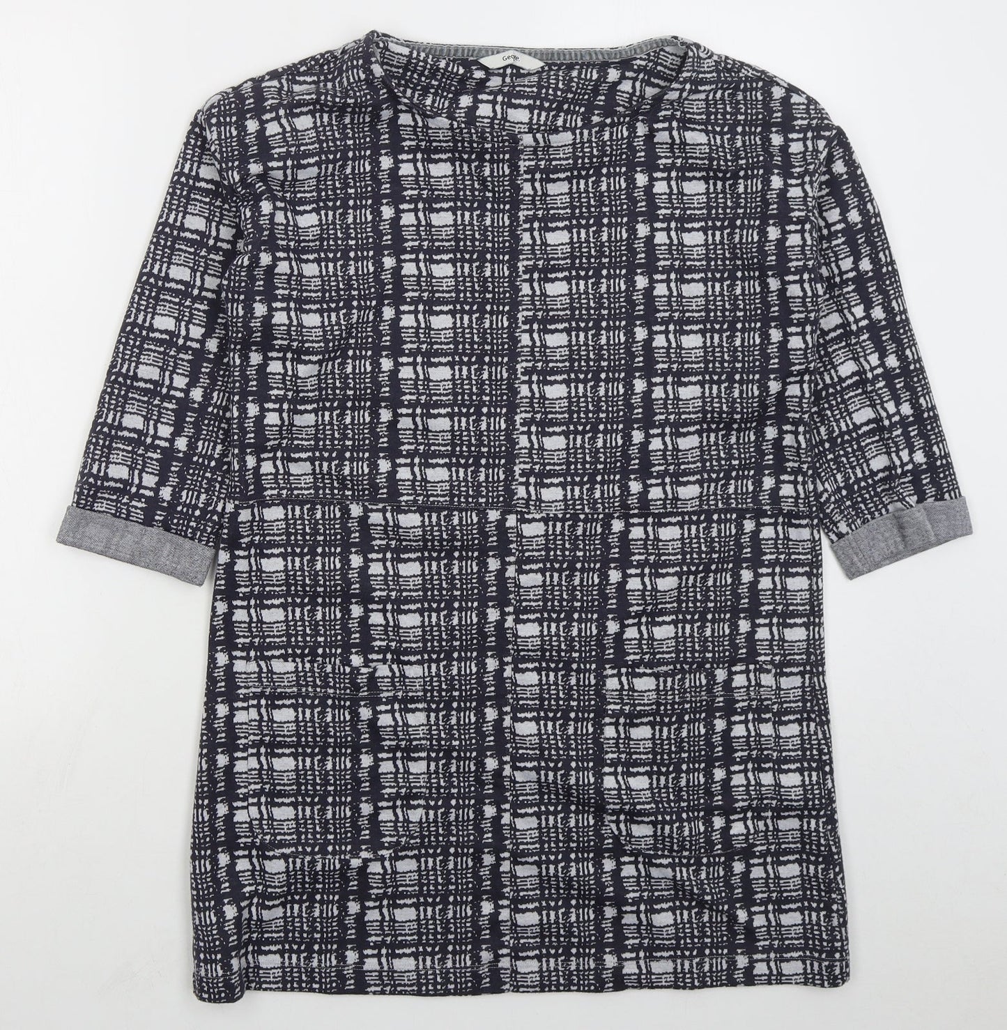 George Womens Grey Check Polyester Pullover Sweatshirt Size 12  Pullover
