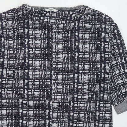 George Womens Grey Check Polyester Pullover Sweatshirt Size 12  Pullover
