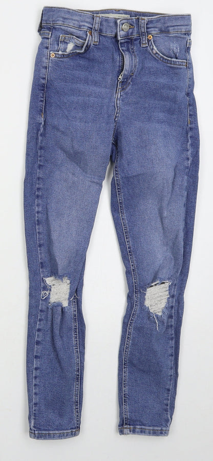 Topshop Womens Blue  Cotton Skinny Jeans Size 26 in L22 in Regular Button