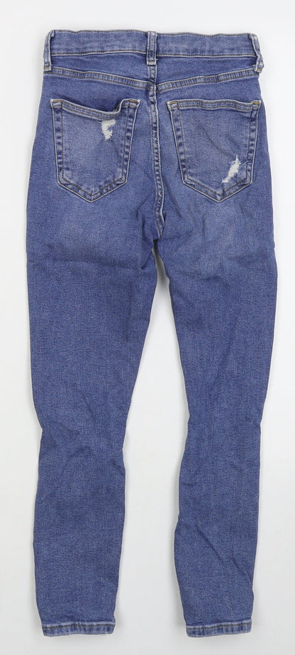 Topshop Womens Blue  Cotton Skinny Jeans Size 26 in L22 in Regular Button