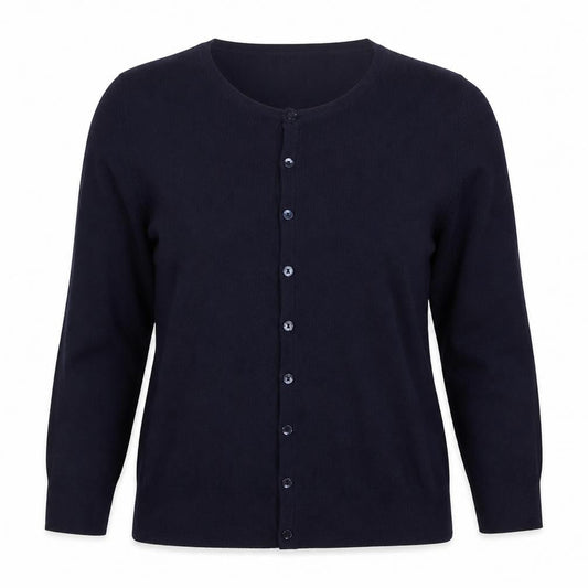 Hepburn Womens Blue Crew Neck  Viscose Cardigan Jumper Size M