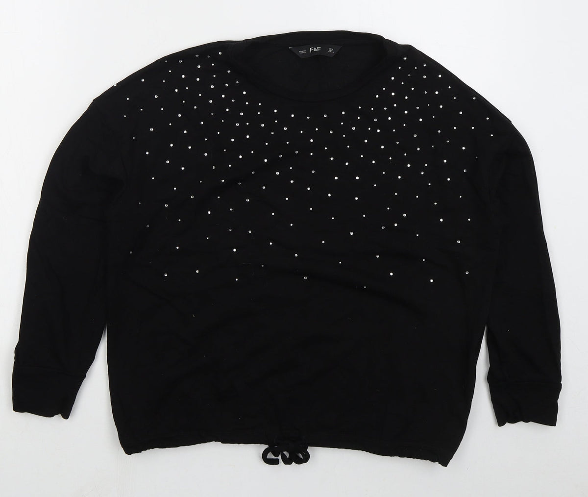 F&F Womens Black  Viscose Pullover Sweatshirt Size 12  Pullover