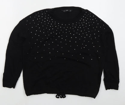 F&F Womens Black  Viscose Pullover Sweatshirt Size 12  Pullover