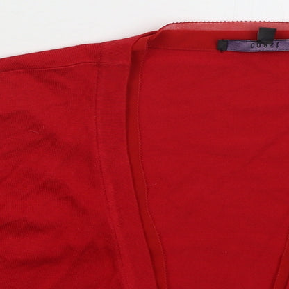 Coast Womens Red V-Neck  Viscose Cardigan Jumper Size M