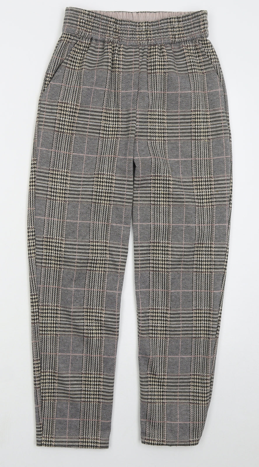 Primarl Womens Beige Check Polyester Trousers  Size 4 L25 in Regular