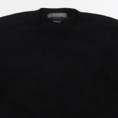 Primark Womens Black Crew Neck  Viscose Pullover Jumper Size 12