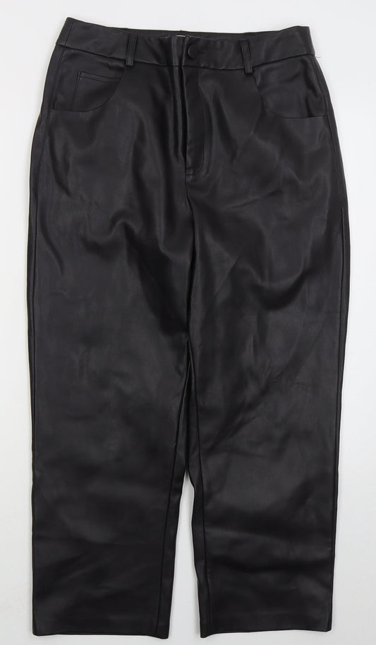 La Redoute Womens Black  Polyurethane Trousers  Size 14 L25 in Regular Button