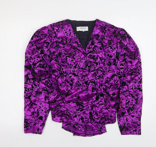 Dorothy Perkins Womens Purple Floral Polyester Jacket Blazer Size 10
