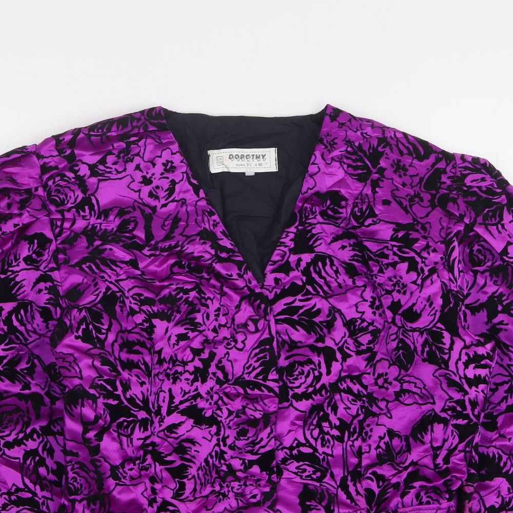Dorothy Perkins Womens Purple Floral Polyester Jacket Blazer Size 10
