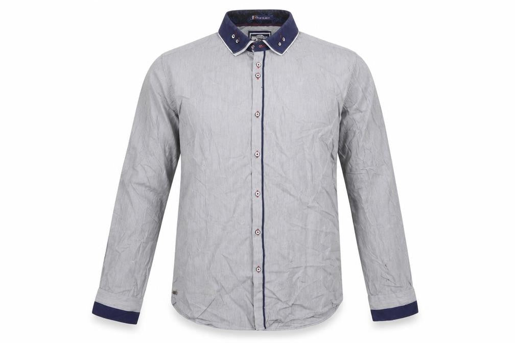 Mens UK Size XL Le Shark Grey  Button-Up Long Sleeve Casual Shirt