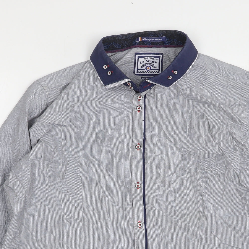 Mens UK Size XL Le Shark Grey  Button-Up Long Sleeve Casual Shirt