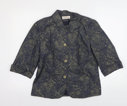 Celaia Womens Blue Paisley Cotton Jacket Suit Jacket Size 12