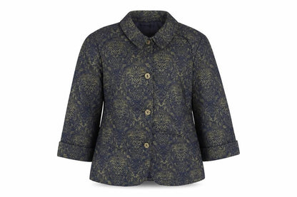 Celaia Womens Blue Paisley Cotton Jacket Suit Jacket Size 12