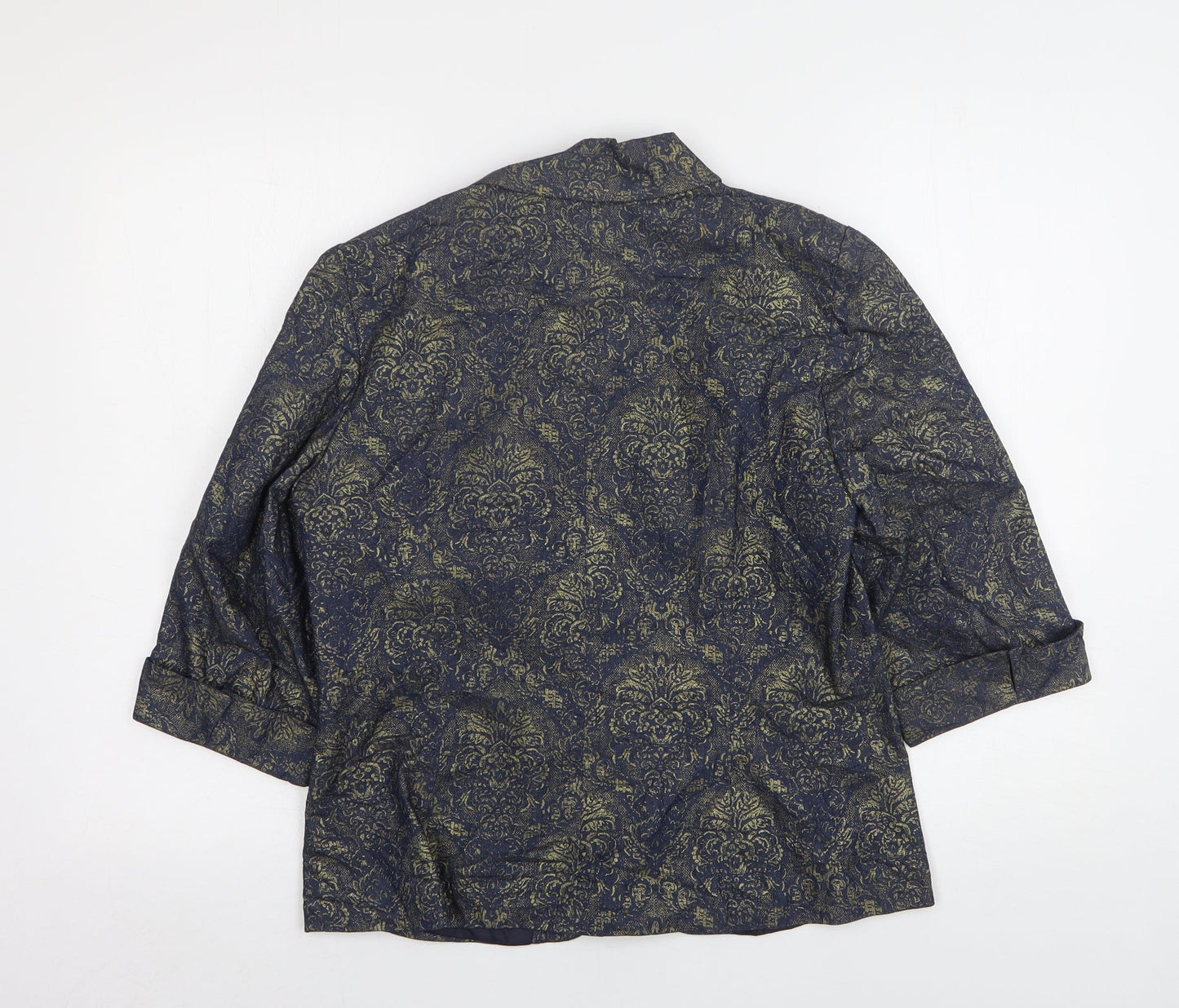 Celaia Womens Blue Paisley Cotton Jacket Suit Jacket Size 12