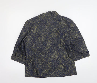 Celaia Womens Blue Paisley Cotton Jacket Suit Jacket Size 12