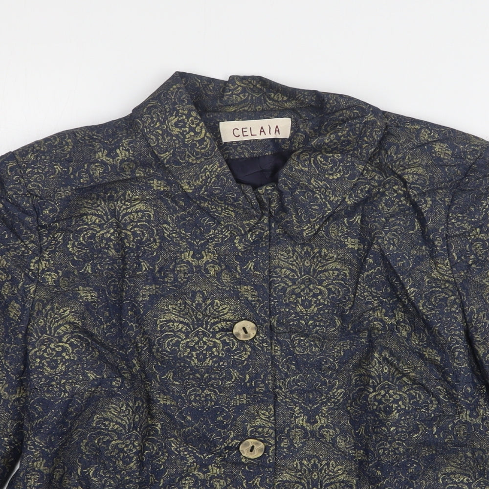 Celaia Womens Blue Paisley Cotton Jacket Suit Jacket Size 12