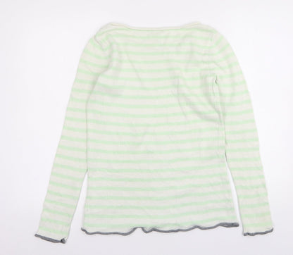 Gap Womens Green Round Neck Striped Cotton Pullover Jumper Size S