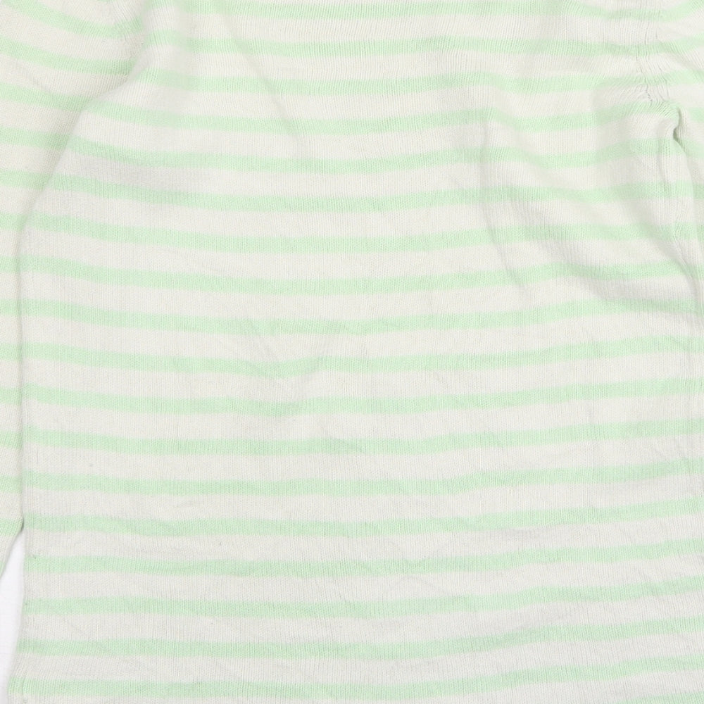 Gap Womens Green Round Neck Striped Cotton Pullover Jumper Size S