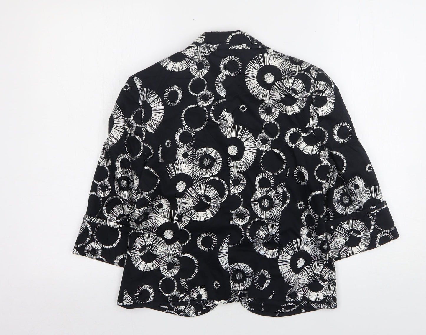 Country Club  Womens Black Geometric Cotton Jacket Blazer Size 10