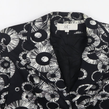 Country Club  Womens Black Geometric Cotton Jacket Blazer Size 10