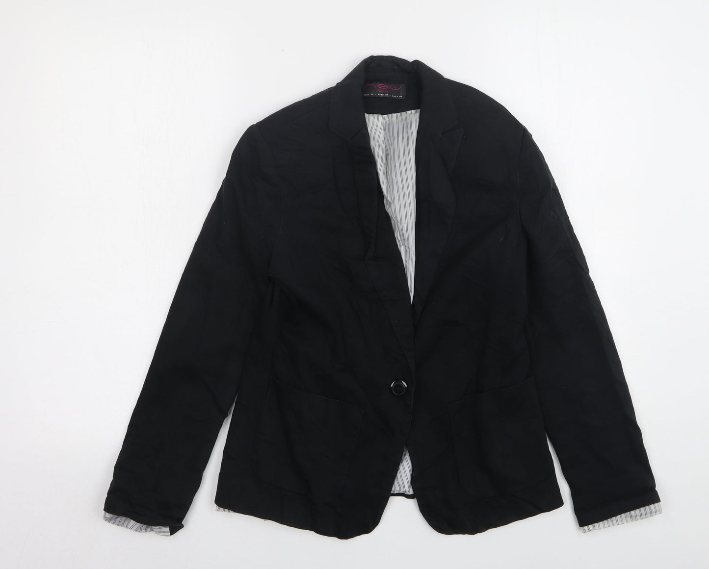 New Look Womens Black  Cotton Jacket Blazer Size 10