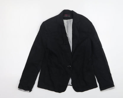 New Look Womens Black  Cotton Jacket Blazer Size 10