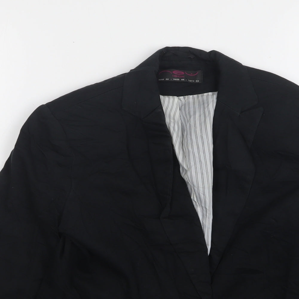 New Look Womens Black  Cotton Jacket Blazer Size 10