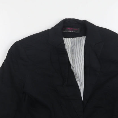 New Look Womens Black  Cotton Jacket Blazer Size 10