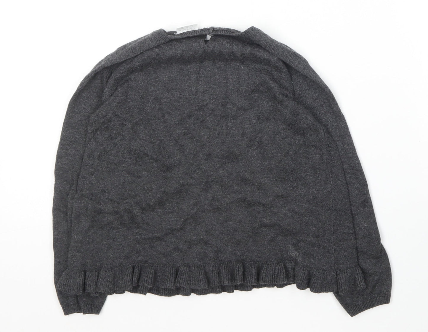F&F Girls Grey Round Neck  Cotton Pullover Jumper Size 6-7 Years