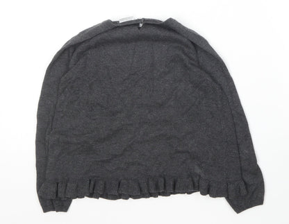F&F Girls Grey Round Neck  Cotton Pullover Jumper Size 6-7 Years