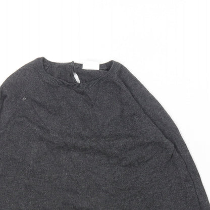F&F Girls Grey Round Neck  Cotton Pullover Jumper Size 6-7 Years