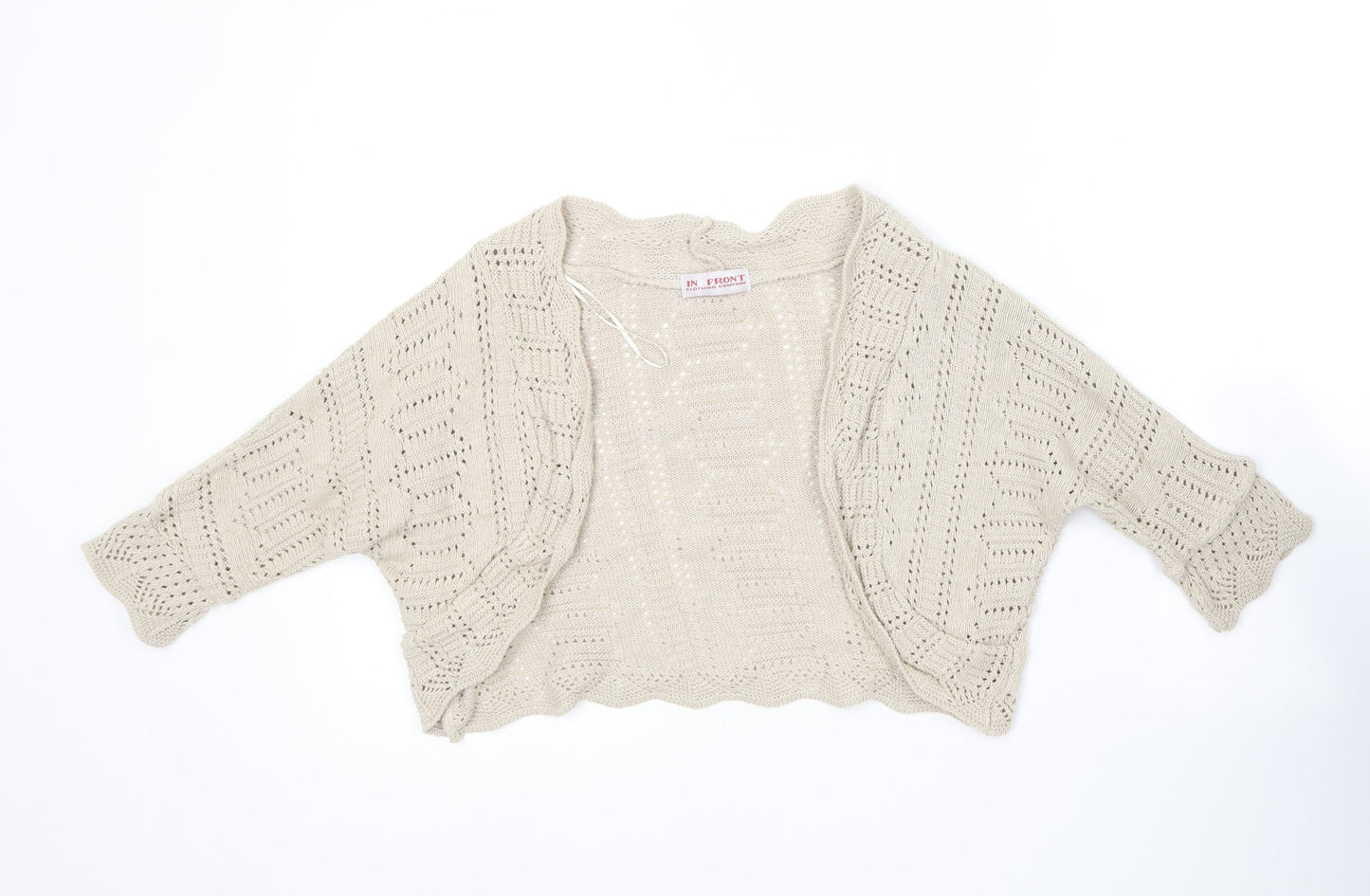 In Front Clothing Womens Beige V-Neck  Cotton Cardigan Jumper Size S